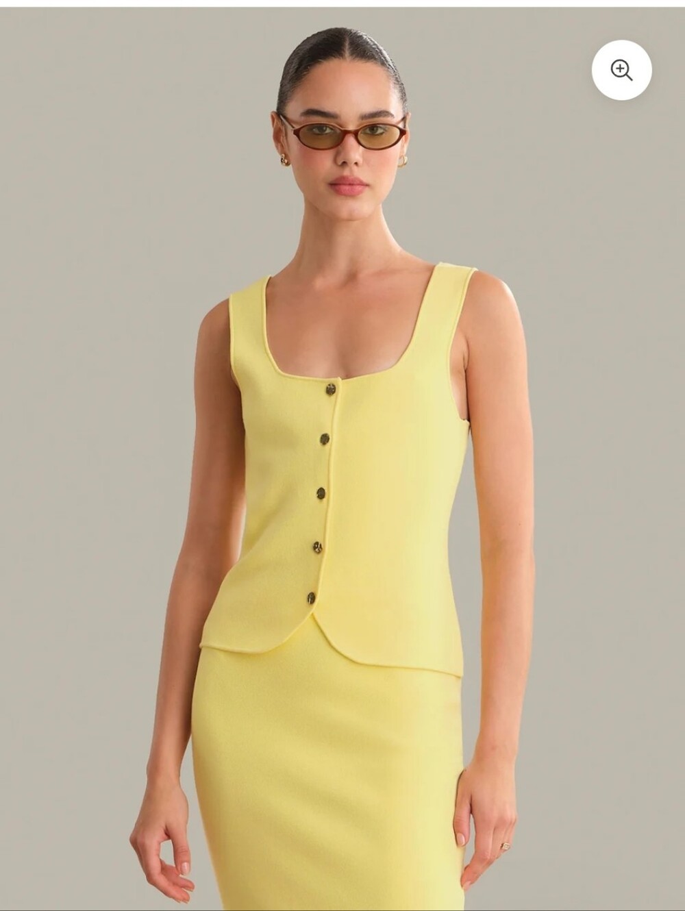 Maria Button Front Corset Top Yellow Button-Front Knit Tank